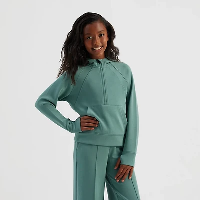 Freely Girls' Sandwashed Lux Half Zip Hoodie