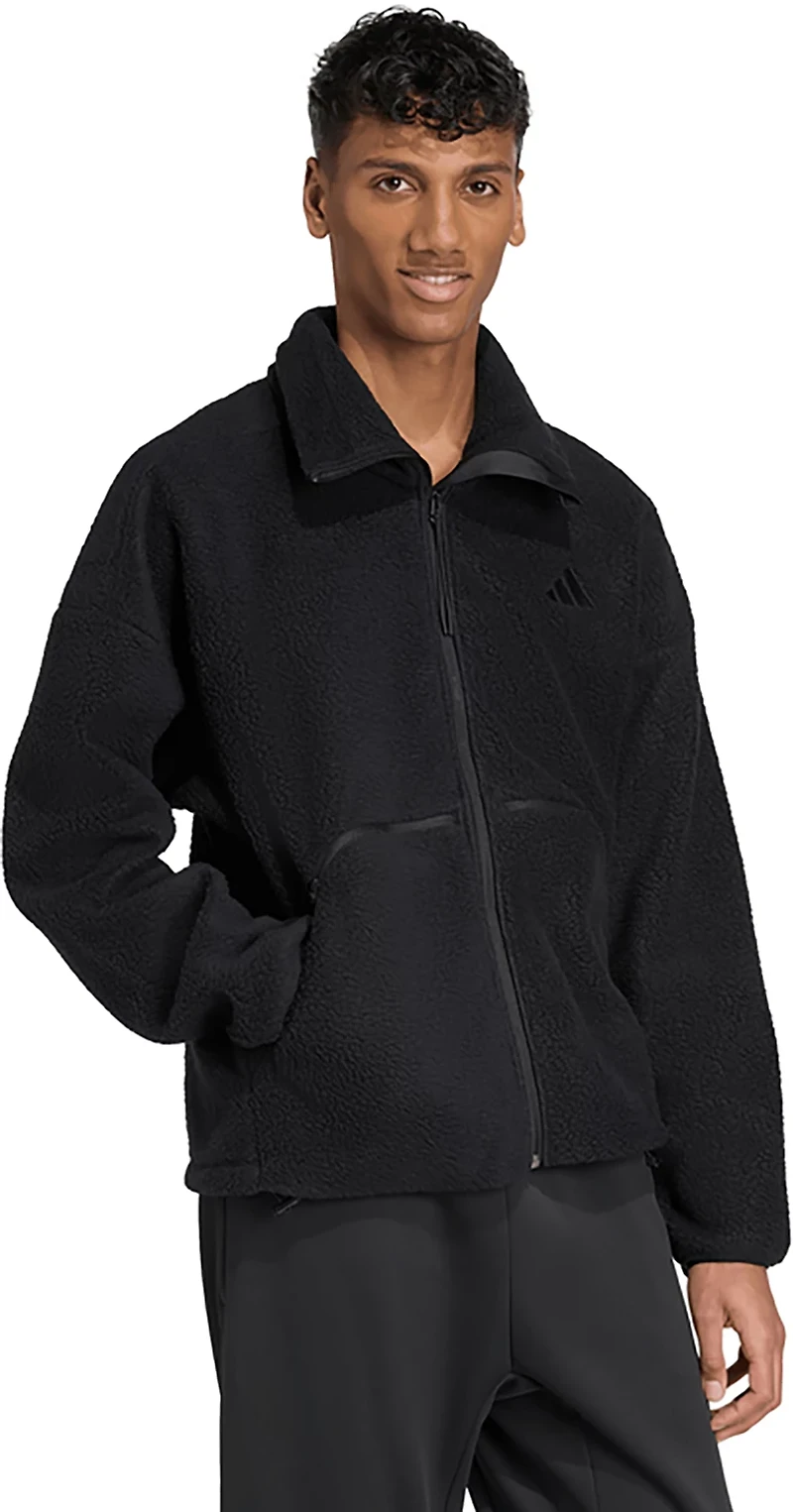 adidas Men's City Tech High Pile Fleece Full-Zip Sportswear Track Top