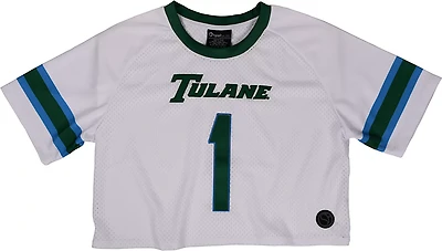 Something Inked Women's Tulane Green Wave Fashion Cropped Football Jersey