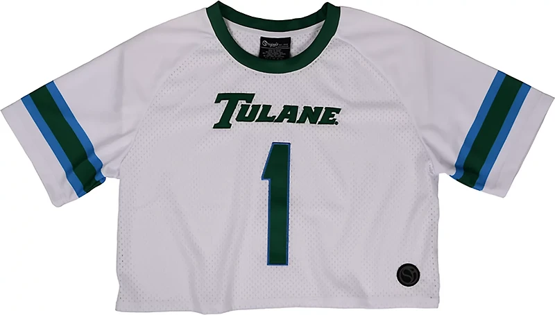 Something Inked Women's Tulane Green Wave Fashion Cropped Football Jersey