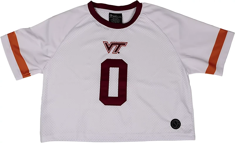 Something Inked Women's Virginia Tech Hokies Fashion Cropped Football Jersey