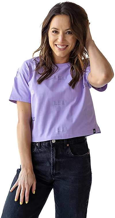 Gameday Social Women's LSU Tigers Ritter Repeat Crop Heavyweight Short Sleeve T-shirt