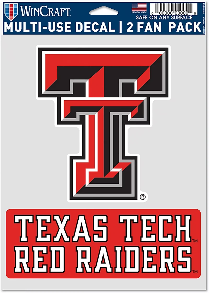 WinCraft Texas Tech University Fan Pack Multi-Use 5.5 in x 7.75 in Fan Decals 2 Pack