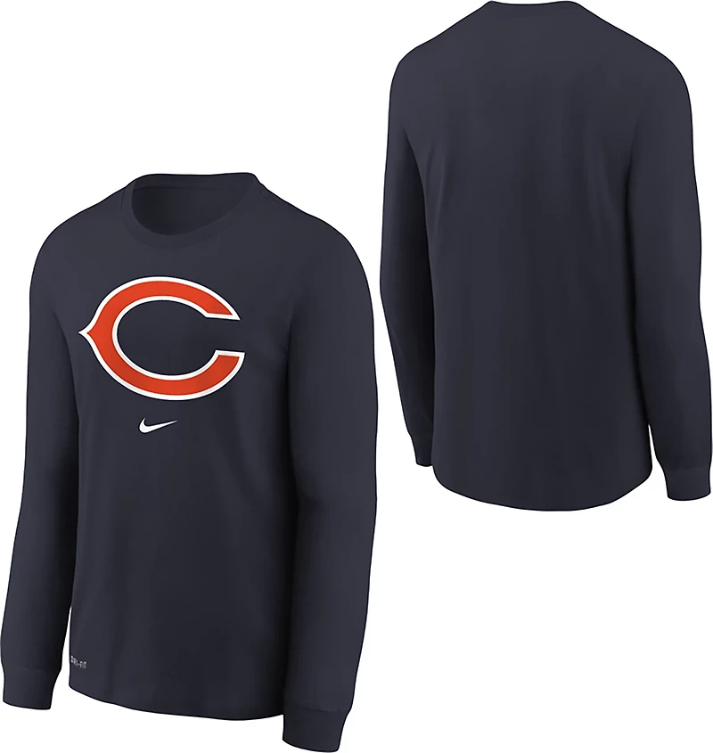 Nike Kids' Chicago Bears Primary Logo Dri-FIT Long Sleeve T-shirt