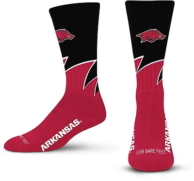 For Bare Feet University of Arkansas Black Wave Socks