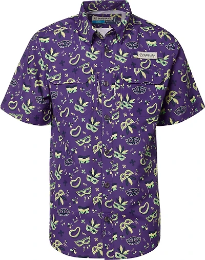 Magellan Outdoors Boys' Mardi Gras Print Short Sleeve Button-Down Shirt