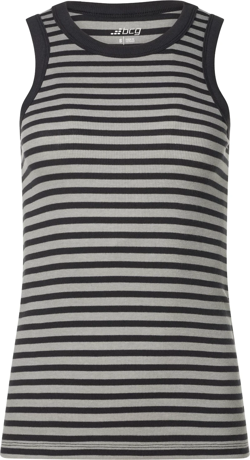 BCG Women's Sign Stripe High Neck Rib Tank