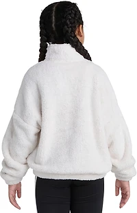 adidas Girls' Mock Neck Lurex Sherpa Long Sleeve Pullover
