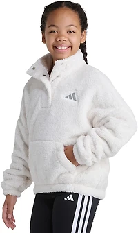 adidas Girls' Mock Neck Lurex Sherpa Long Sleeve Pullover