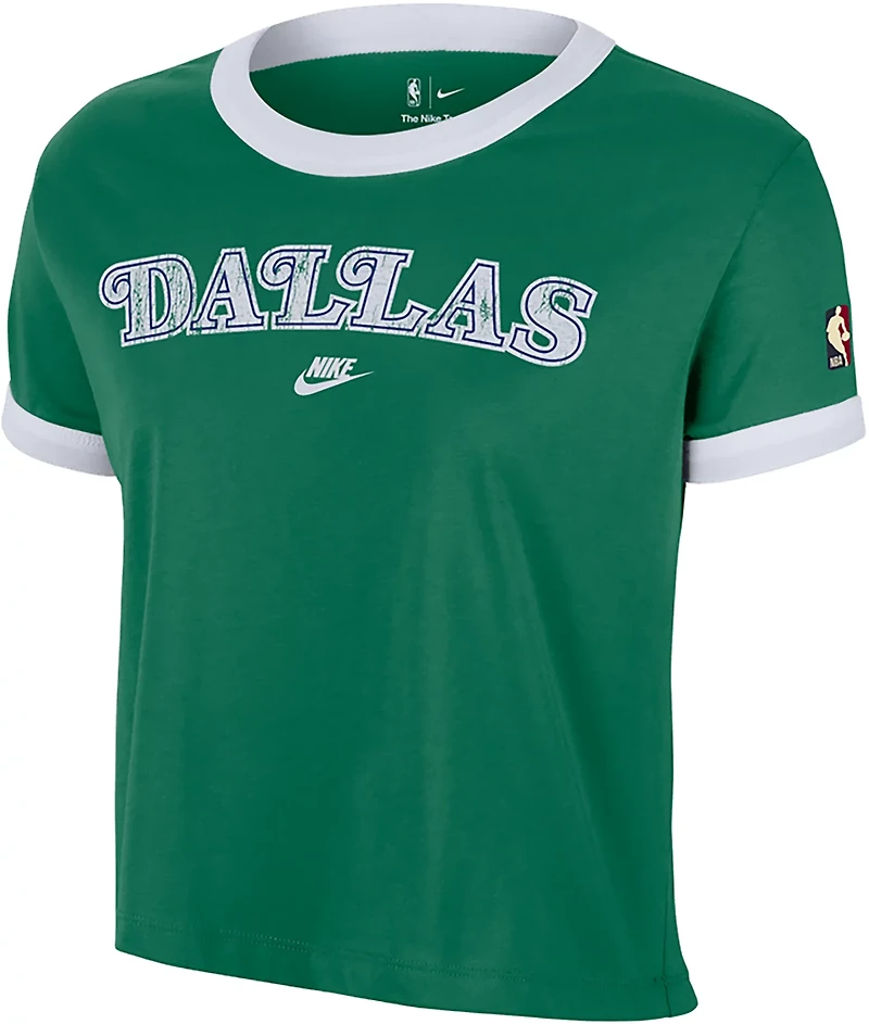 Nike Women's Dallas Mavericks Hardwood Classic Ringer Short Sleeve T-shirt