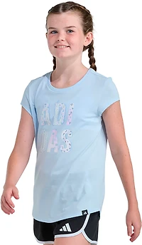 adidas Girls' Cap Sleeve Animal Print Foil T-shirt