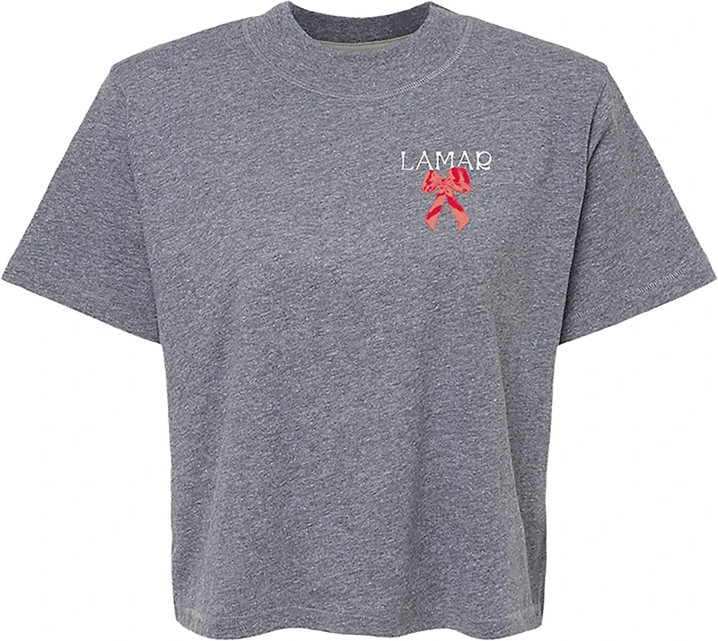Image One Women's Lamar Delicate Bows Cropped Boxy DS T-shirt
