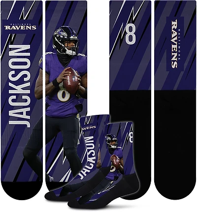 For Bare Feet Youth Baltimore Ravens Lamar Jackson Big Energy Socks