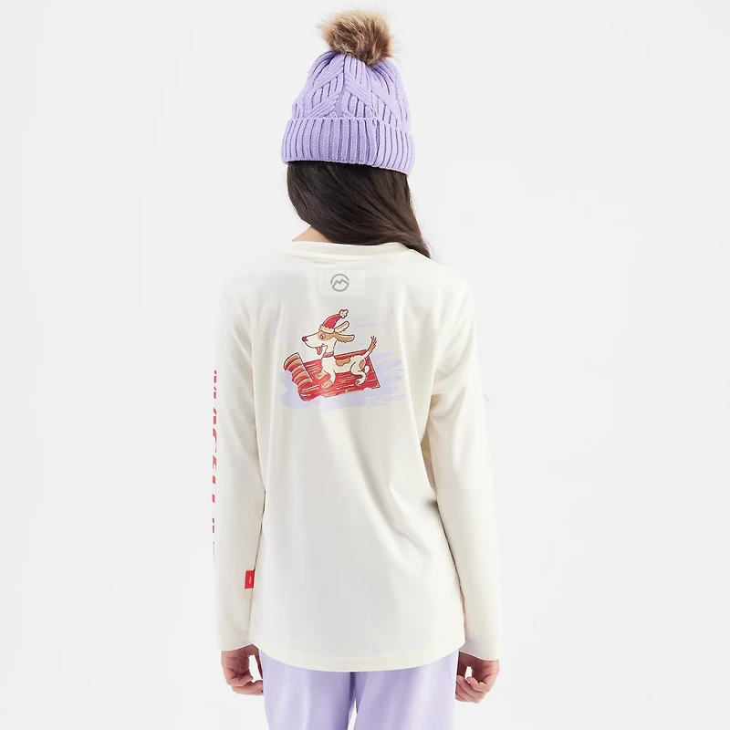 Magellan Outdoors Girls' Holiday Christmas Pup GFX Crew Long Sleeve T-shirt