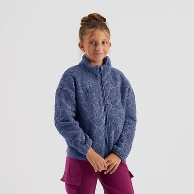 Freely Girls' Amelia Embossed Full Zip Sherpa Jacket