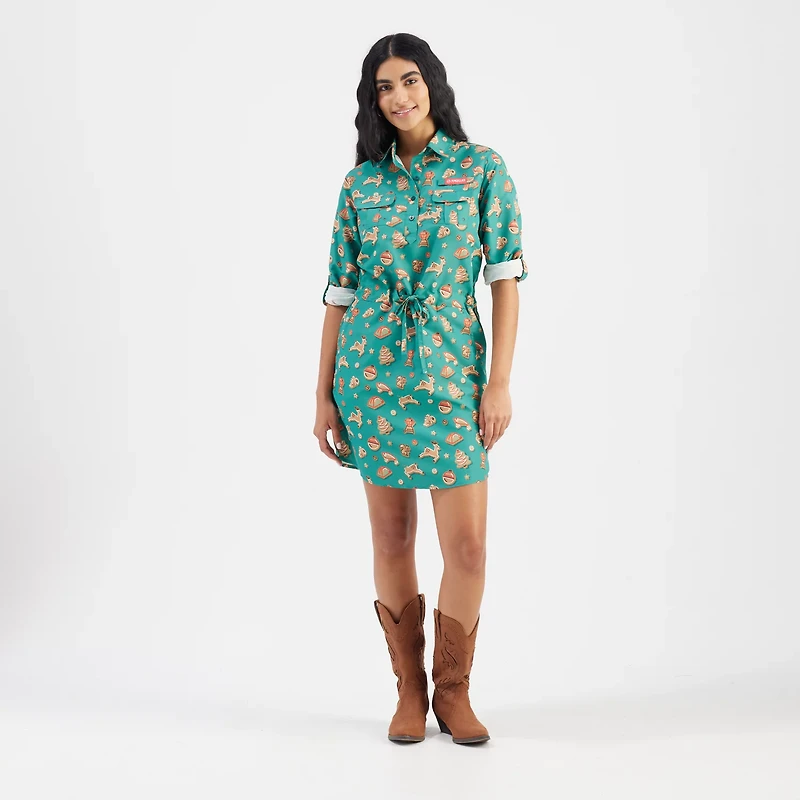 Magellan Outdoors Women's Laguna Madre Holiday Cookie Long Sleeve Dress