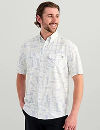 Huk Men's Tide Point KC Scott© Printed Short Sleeve Button-Down Shirt
