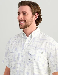 Huk Men's Tide Point KC Scott© Printed Short Sleeve Button-Down Shirt