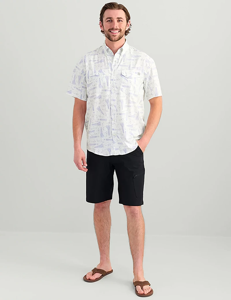 Huk Men's Tide Point KC Scott© Printed Short Sleeve Button-Down Shirt