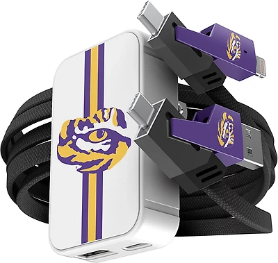 Prime Brands Group Louisiana State University Slim Wall Charger with 4-in-1 Multicharging Cable