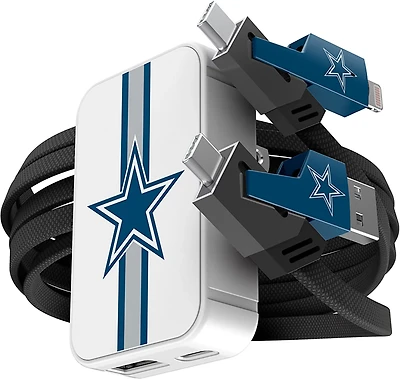 Prime Brands Group Dallas Cowboys Slim Wall Charger with 4-in-1 Multicharging Cable