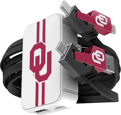Prime Brands Group University of Oklahoma Slim Wall Charger with 4-in-1 Multicharging Cable