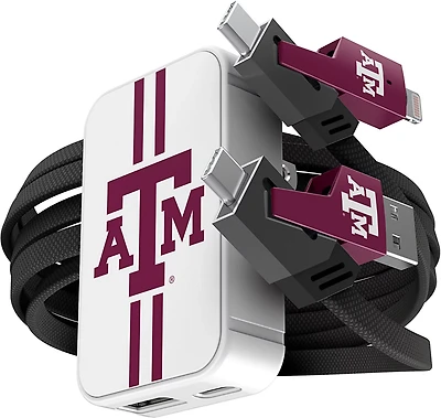 Prime Brands Group Texas A&M University Slim Wall Charger with 4-in-1 Multicharging Cable