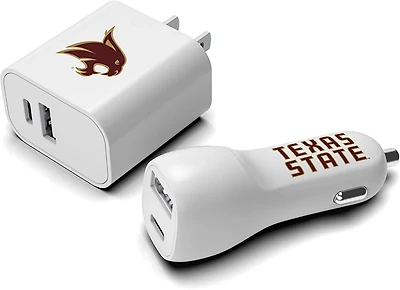 Prime Brands Group Texas State University USB Wall and Car Charger Combo