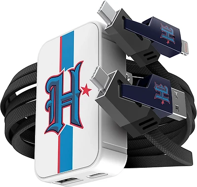 Prime Brands Group Houston Texans Slim Wall Charger with 4-in-1 Multicharging Cable