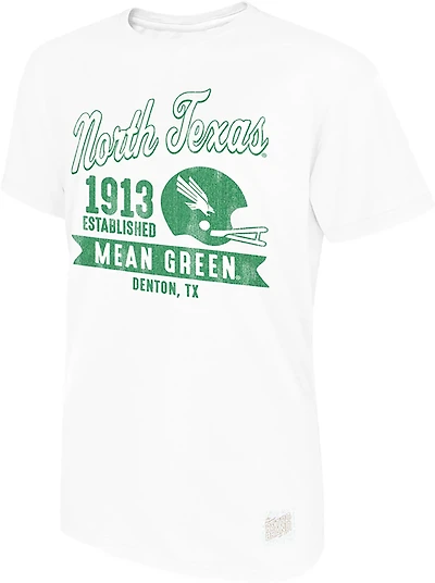 Retro Brand Men’s University of North Texas School Script Helmet T-shirt