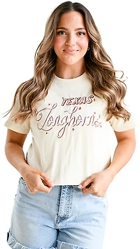 Gameday Social Women's University of Texas Lasso Luxe Heavyweight Crop Graphic T-shirt