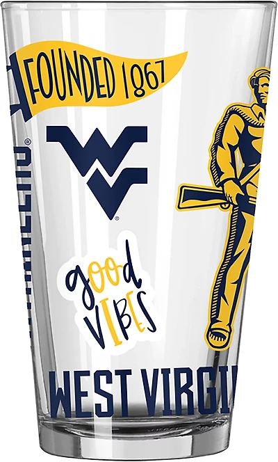 Logo Brands West Virginia University 16 oz Native Pint Glass
