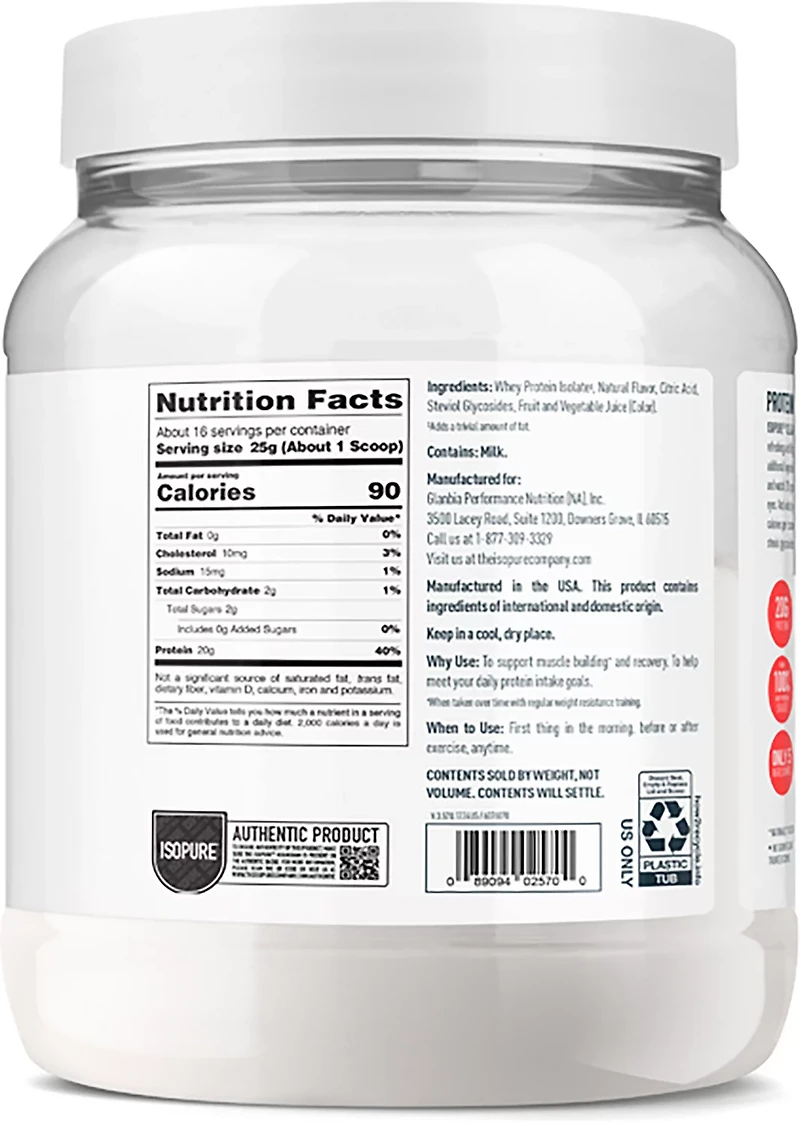 Isopure Infusions 1 lb. Whey Isolate Protein Powder