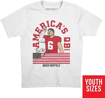BreakingT Boys' Tampa Bay Buccaneers Baker Mayfield America's QB Graphic T-shirt