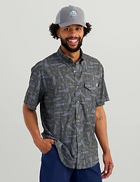 Huk Men's Tide Point KC Scott© Printed Short Sleeve Button-Down Shirt