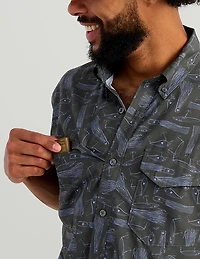 Huk Men's Tide Point KC Scott© Printed Short Sleeve Button-Down Shirt