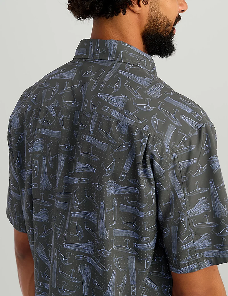 Huk Men's Tide Point KC Scott© Printed Short Sleeve Button-Down Shirt