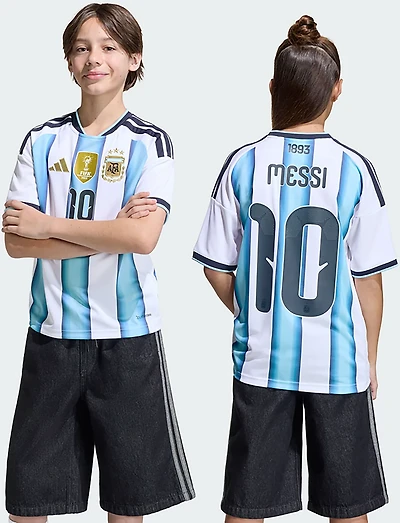 adidas Kids' Lionel Messi Argentina 2026 World Cup Home Replica Jersey