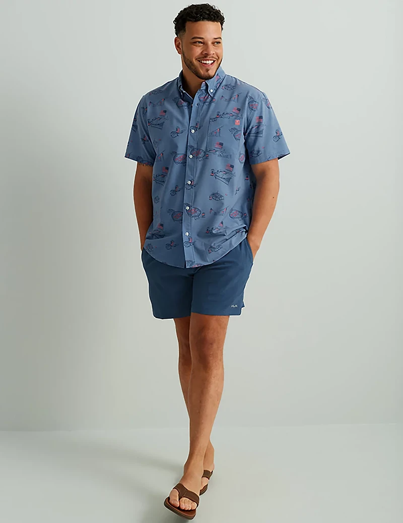 Huk Men's Americookin Kona Short Sleeve Button Down Shirt