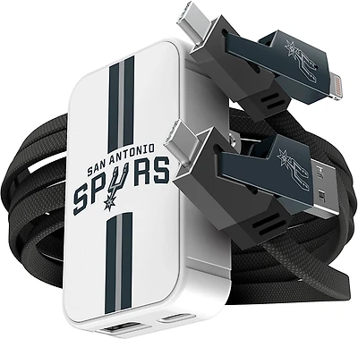 Prime Brands Group San Antonio Spurs Slim Wall Charger with 4-in-1 Multicharging Cable