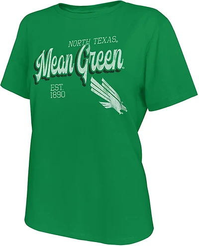 Retro Brand Women's University of North Texas Script Boxy Graphic T-shirt