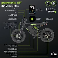 Greenworks 60V 20 in Fat Tire E-Bike 5Ah Battery