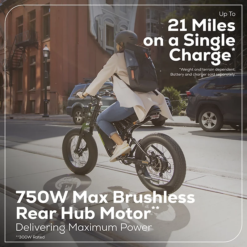 Greenworks Adults’ 60V VENTURE Series 20 in Fat Tire Electric Utility Bike