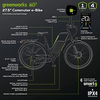 Greenworks 60V 27.5 in Commuter E-Bike 5Ah Battery
