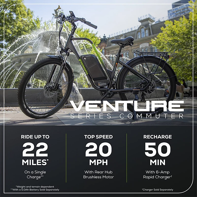 Greenworks Adults’ 60V VENTURE Series 27.5 in Electric Commuter Bike