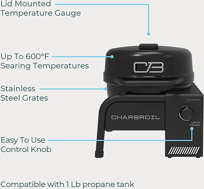 Charbroil Bistro Pro Tabletop Gas Grill Blackout