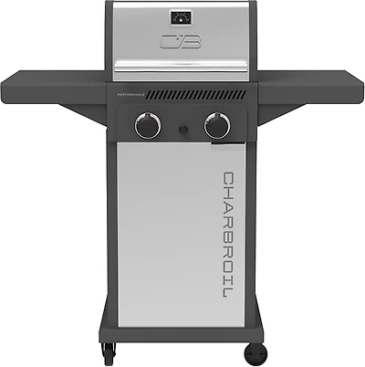 Charbroil Performance Series™ FlavorMax™ 2 Burner Gas Grill Cabinet with Foldable Side Shelves Gray Stainless