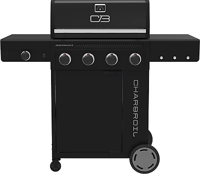Charbroil Performance Series™ FlavorMax™ 4 Burner Gas Grill Cabinet with Side Burner Black Stainless