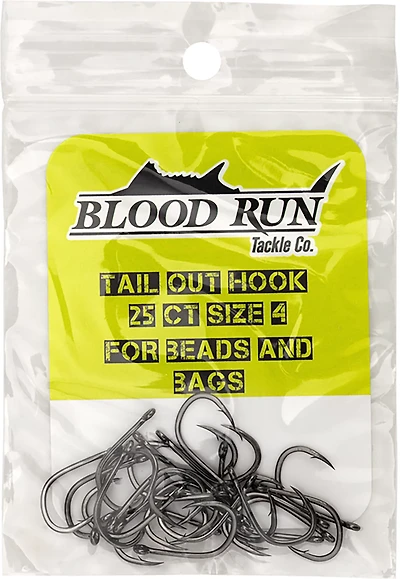 Blood Run Tackle Co. Tail Out #4 Single Bead Fishing Hooks 25-Pack