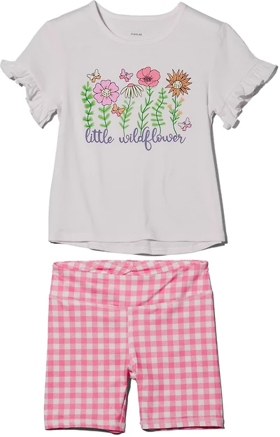 BCG Girls' 4-6X Wildflower Short-Sleeve Bike Short Set